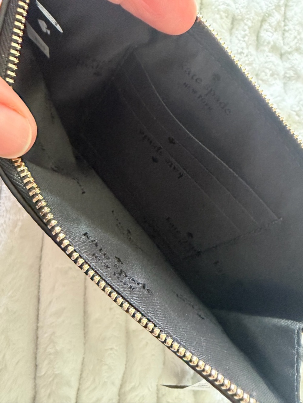 Kate Spade Medium Zip Wristlet Black Pebbled Leather NWT Wristlet Clutch Pouch - Picture 4 of 10